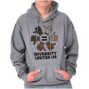 Race Equality Diversity Unites Us Thumbs Up Hoodie Hooded Sweatshirt Men Women - Picture 1 of 10