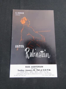 1962 Artur Rubinstein Pianist Handbill Flyer San Diego CA - Picture 1 of 2