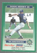1994 Milwaukee Brewers Butler Police Doug Henry 28 Pick N Save Baseball Card