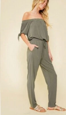 Mono mameluco Derek Heart para mujer talla M oliva. Cintura elástica verde larga Foto 1 de 4