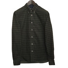 Men Fred Perry Cotton Plaid Shirt Green Casual Size M MLA299