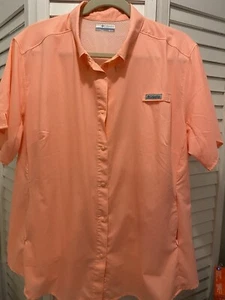COLUMBIA Women’s PFG “Short Sleeve Shirt” Size 2XL Lt Orange Vented NWOT - Picture 1 of 7