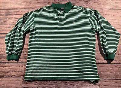 Vintage South Pole Men’s Long Sleeve Collard  Green Striped Shirt Size LARGE - Image 1 of 4