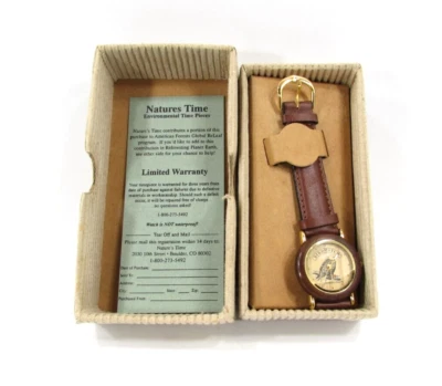 Eagle Watch Nature's Time Mujer Cuero Marrón y Madera Cuarzo Reloj Analógico NUEVO Foto 1 de 3