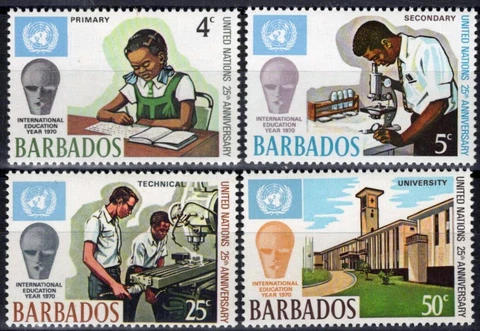 ZAYIX Barbados 344-347 MNH UN Emblem Education 062723S27M Cover