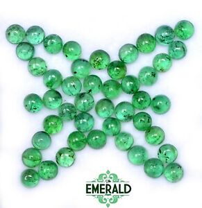 3 mm Natural Emerald Round Cabochon Lot 10 Pcs Untreated Loose Gemstones