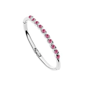 Stunning Silver Pink Crystal Bangle Bracelet Gift Beautiful Present UK Stock - Picture 1 of 2
