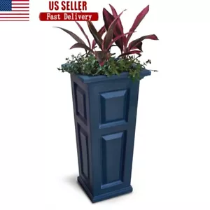 Self Watering Plastic Square Planter Durable UV Resistant Outdoor Pot 16x16x32 - Picture 1 of 6