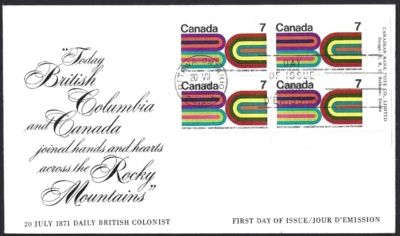 🍁Canada   #552 LRpb   "B.C. CENTENNIAL"    Brand New  1971 First Day Cover - Image 1 of 2