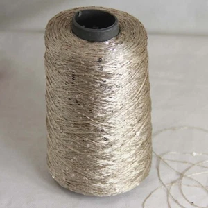 New1Cone 500g Silver Shiny Sequins Nylon Lace Yarn Hand Knitting Crochet Yarn 10 - Picture 1 of 12
