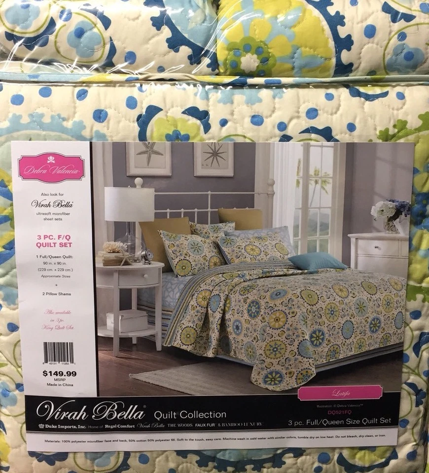 Virah Bella Wedding Ring Tan Patchwork Country Charm F/q 3pc Quilt Set