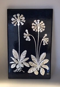 VINTAGE SWEEDISH  GUSTAVSBERGSTUDIO SKANE PRASTKAGE BLUE AND SILVER WALL PLAQUE  - Picture 1 of 5