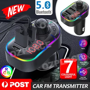 Bluetooth 5.0 Radio Car Kit Wireless FM Transmitter Dual USB Charger MP3 Player - Picture 1 of 10