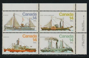 1978 Canada SC# 779a UR - Ice Vessels - Plate No.1 Plate Block M-NH Lot # 2866b - Picture 1 of 1
