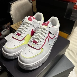 Size 11 - Nike Air Force 1 Shadow White Blue Tint Fireberry W - Picture 1 of 9