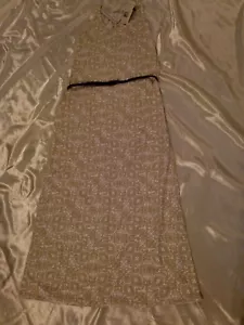 Maxi vestido tejido con cinturón entintado y descolorido: marrón y blanco para mujer, M - Imagen 1 de 6