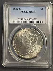1882-S MORGAN SILVER DOLLAR $1 PCGS MS64 - Picture 1 of 2