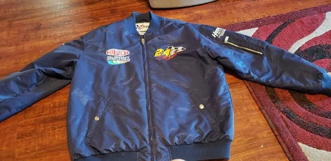 Chase Authentic Jeff Gordon Navy Bomber Jacket Adult Large Embroidered Vintage Cover
