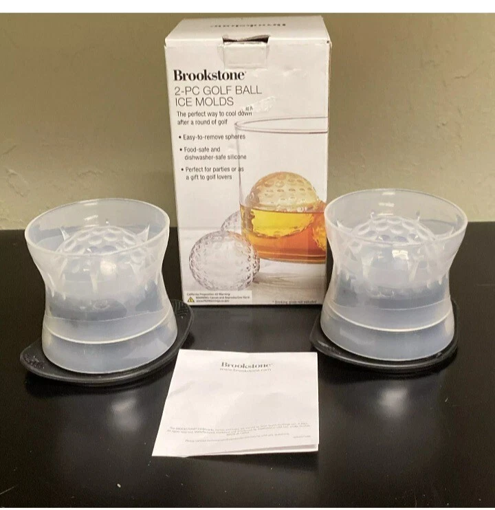 ️ Brookstone 2 Piece Golf Ball Ice Molds With Box Easy To Remove