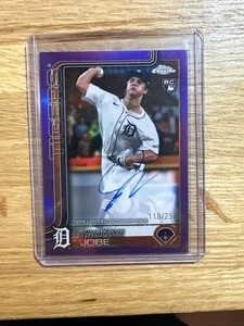 2025 Topps Chrome Rookie Autograph Card Jackson Jobe Purple /250 Tigers - Picture 1 of 3