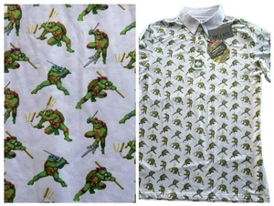 Pins and Aces TMNT COWABUNGA CLASSIC 8-BIT Polo Shirt Medium Mutant Ninjas Neu - Bild 1 von 10