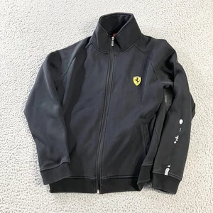 Precisport Ferrari Jacket Mens Medium Black Zip Lined Shield Logo F1 Racing - Picture 1 of 10