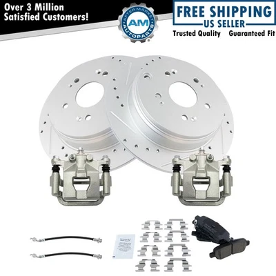 Kit de pastillas de freno trasero y rotor de rendimiento ranurado para Nissan Foto 1 de 4