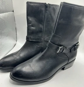 Lauren Ralph Lauren Mesi Mid Calf Boots Womens Black Leather Boots Size 8.5 - Picture 1 of 8