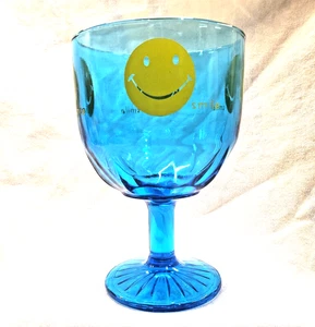 Vintage gelbes Smiley Gesicht MCM Bartlett Collins blauer Kelch Lächeln Bierkrug Krug - Bild 1 von 6