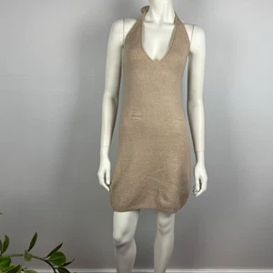 Princess Polly Size L/XL Blair Mini Dress Beige Knitted Halter Neck Women New - Bild 1 von 11