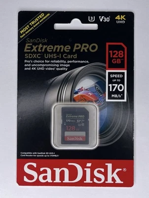 SanDisk Extreme Pro 128GB SDXC 170MB Speed UHS-I Card (SDSDXXY-128G-ANCIN) - Image 1 of 2