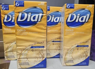 4 X DIAL GOLD Jabón antibacteriano 6 bar paquetes 3,2 oz/bar = TOTAL DE 24 BARRAS Foto 1 de 2