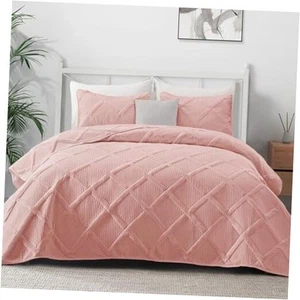 Quilt Set Oversized King Size, 3 Pieces Blush Pink Cal King Quilt Bedding - Picture 1 of 7