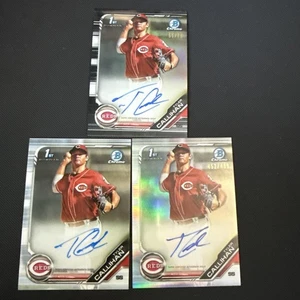 2019 Bowman Chrome Draft Tyler Callihan Bowman AUTO nero /75 rifrattore /499 + - Foto 1 di 2