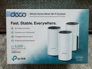 *ZAPIECZĘTOWANY* TP-LINK Deco M4 AC1200 Cały domowy system Wi-Fi 3-pak 5500 stóp kwadratowych - Zdjęcie 1 z 6