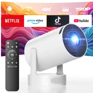 5G 4K Projector Smart HD LED WiFi Bluetooth 5.0 HDMI Android Office Home Theater - Picture 1 of 9