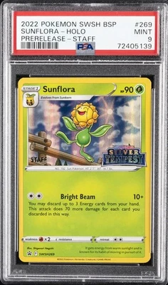 2022 POKEMON SWSH BLACK STAR PROMO PRERELEASE-STAFF #269 SUNFLORA-HOLO PSA 9 - Image 1 of 2