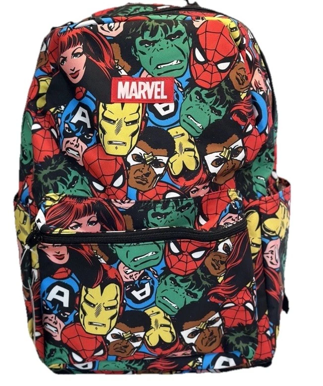 Marvel Comics Avengers 17" Backpack All-over Print Front Pocket Captain America