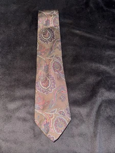 Gant Mens Tie Necktie Brown And Cranberry Paisley 100% Silk Imported - Picture 1 of 8