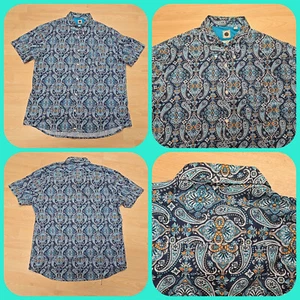 Pretty green daytona resort shirt mens size XXL navy retro paisley oasis slim fi - Picture 1 of 10
