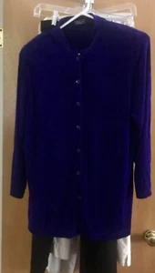 New Purple  Button Down Top or Jacket Vikki Vi 1XP 7 Purple Buttons made in USA - Picture 1 of 12