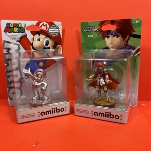 New Sealed Nintendo amiibo Figure Super Mario Silver Edition & Roy BUNDLE - Picture 1 of 6