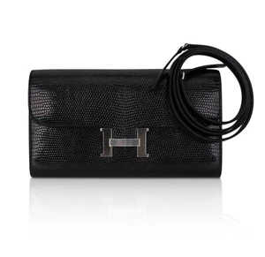 Hermes Constance Long To Go Wallet Black Lizard Palladium Hardware New w/ Box - Picture 1 of 11