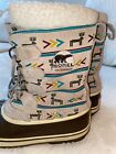 Sorel Sweater Aztec Deer Suede Boots 6  Taupe Women's Snow Winter SO NICE