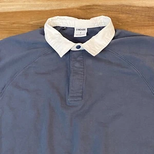 Gymshark Rugby Shirt Mens Small Gray Blue Contrast Collar Polo Long Sleeve - Picture 1 of 9