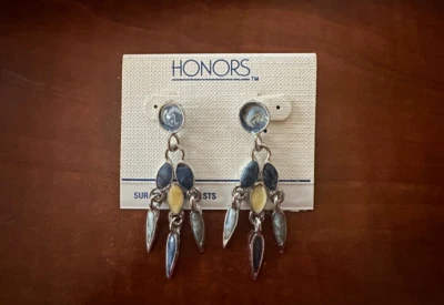 Pendientes colgantes de esmalte remolino azul postes de acero quirúrgico joyería de moda Foto 1 de 4