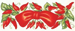 Chili Pfeffer Schleife Wrap Wraparound 1 Stck. 8"" x 3"" Überglasung Wasserrutsche Keramik Aufkleber - Bild 1 von 1