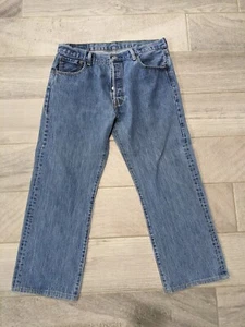 Jeans Levis 501 Uomo 36x29 (34X27) Blu Originale Dritto Denim Bottone Fly - Foto 1 di 13