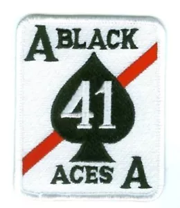 PARCHE DE INSIGNIA ACES ACES NEGRO Strike Fighter Sqn 41 SQN AZUL MARINO DE EE. UU. - Imagen 1 de 12