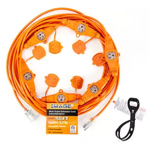 50 Fuß Verlängerungskabel Netzkabel 3 Zinken Wasserdicht Elektrisch Fallkabel Außen Innen - Bild 1 von 10
